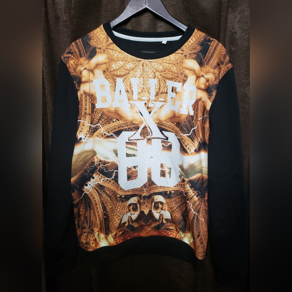 Men's Heritage XIOS Custom Tailors Label Black Red Madonna Swag Baller Sweater